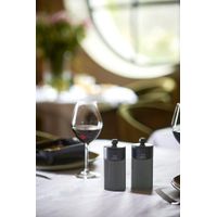 Duo de moulins à poivre et à sel Line noir mat 12 cm + entonnoir en inox - Visuel 0